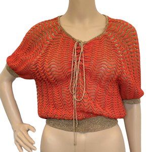 GIG COUTURE Brazil Orange & Gold Stretch Crop S